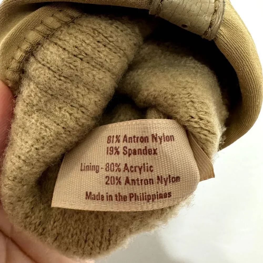 Vintage Driving Gloves Vegan Leather Tan Brown Womens Winter Warm Stretch Lined